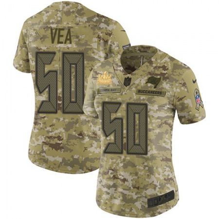 Nike Buccaneers #50 Vita Vea Camo Women's Super Bowl LV Champions Patch Stitched NFL Limited 2018 Salute To Service Jersey