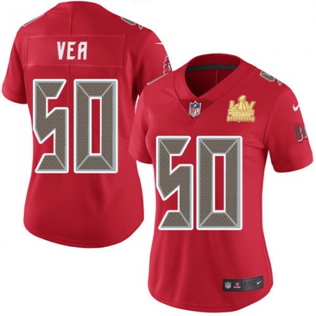 Nike Buccaneers #50 Vita Vea Red Women's Super Bowl LV Champions Patch Stitched NFL Limited Rush Jersey