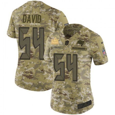 Nike Buccaneers #54 Lavonte David Camo Women's Super Bowl LV Champions Patch Stitched NFL Limited 2018 Salute To Service Jersey