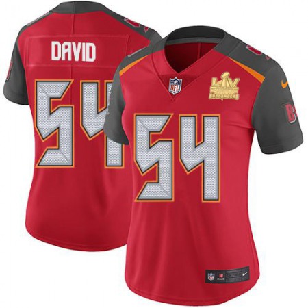 Nike Buccaneers #54 Lavonte David Red Team Color Women's Super Bowl LV Champions Patch Stitched NFL Vapor Untouchable Limited Jersey