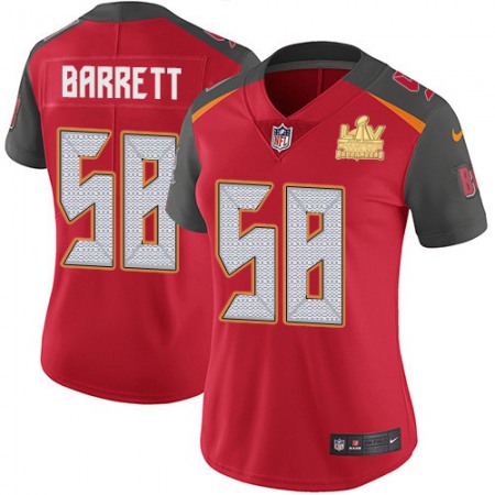 Nike Buccaneers #58 Shaquil Barrett Red Team Color Women's Super Bowl LV Champions Patch Stitched NFL Vapor Untouchable Limited Jersey
