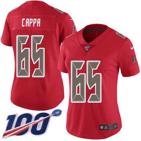 Nike Buccaneers #65 Alex Cappa Red Women's Stitched NFL Limited Rush 100th Season Jersey