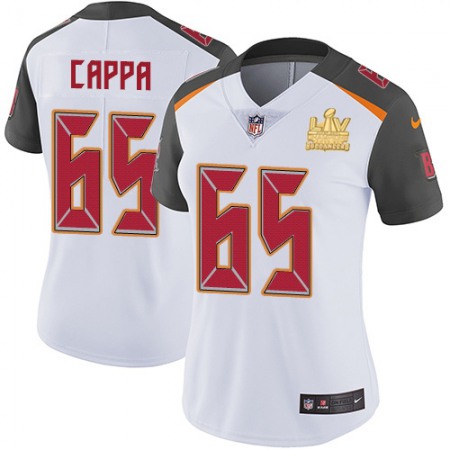 Nike Buccaneers #65 Alex Cappa White Women's Super Bowl LV Champions Patch Stitched NFL Vapor Untouchable Limited Jersey