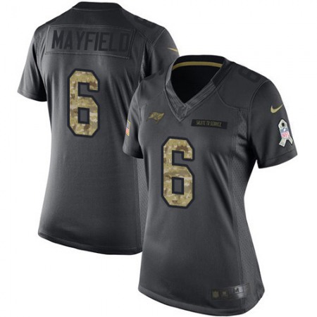 Nike Buccaneers #6 Baker Mayfield Black Women's Stitched NFL Limited 2016 Salute to Service Jersey