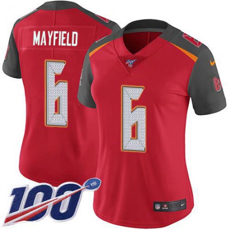 Nike Buccaneers #6 Baker Mayfield Red Team Color Women's Stitched NFL 100th Season Vapor Untouchable Limited Jersey