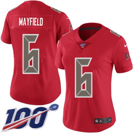 Nike Buccaneers #6 Baker Mayfield Red Women's Stitched NFL Limited Rush 100th Season Jersey
