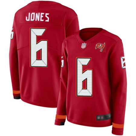 Nike Buccaneers #6 Julio Jones Red Team Color Women's Stitched NFL Limited Therma Long Sleeve Jersey