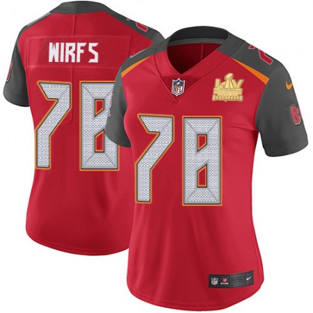 Nike Buccaneers #78 Tristan Wirfs Red Team Color Women's Super Bowl LV Champions Patch Stitched NFL Vapor Untouchable Limited Jersey