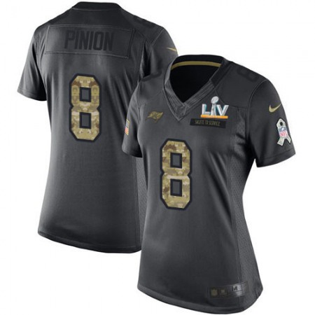 Nike Buccaneers #8 Bradley Pinion Black Women's Super Bowl LV Bound Stitched NFL Limited 2016 Salute to Service Jersey