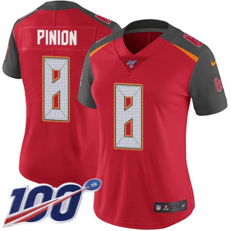 Nike Buccaneers #8 Bradley Pinion Red Team Color Women's Stitched NFL 100th Season Vapor Untouchable Limited Jersey