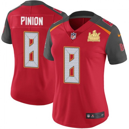 Nike Buccaneers #8 Bradley Pinion Red Team Color Women's Super Bowl LV Champions Patch Stitched NFL Vapor Untouchable Limited Jersey