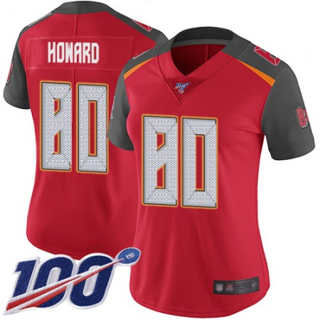 Nike Buccaneers #80 O. J. Howard Red Team Color Women's Stitched NFL 100th Season Vapor Limited Jersey