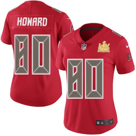 Nike Buccaneers #80 O. J. Howard Red Women's Super Bowl LV Champions Patch Stitched NFL Limited Rush Jersey