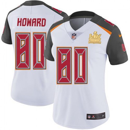 Nike Buccaneers #80 O. J. Howard White Women's Super Bowl LV Champions Patch Stitched NFL Vapor Untouchable Limited Jersey