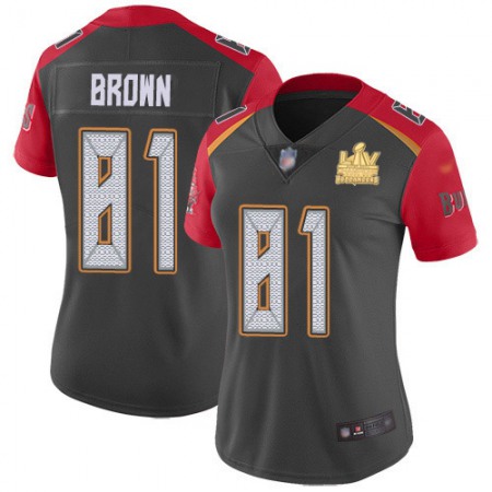 Nike Buccaneers #81 Antonio Brown Gray Women's Super Bowl LV Champions Patch Stitched NFL Limited Inverted Legend Jersey