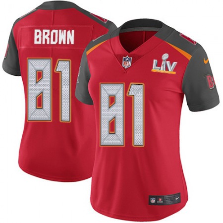 Nike Buccaneers #81 Antonio Brown Red Team Color Women's Super Bowl LV Bound Stitched NFL Vapor Untouchable Limited Jersey
