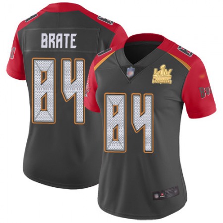 Nike Buccaneers #84 Cameron Brate Gray Women's Super Bowl LV Champions Patch Stitched NFL Limited Inverted Legend Jersey
