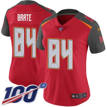 Nike Buccaneers #84 Cameron Brate Red Team Color Women's Stitched NFL 100th Season Vapor Untouchable Limited Jersey