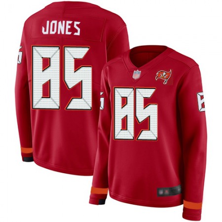 Nike Buccaneers #85 Julio Jones Red Team Color Women's Stitched NFL Limited Therma Long Sleeve Jersey