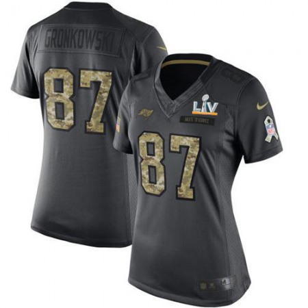 Nike Buccaneers #87 Rob Gronkowski Black Women's Super Bowl LV Bound Stitched NFL Limited 2016 Salute to Service Jersey