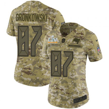 Nike Buccaneers #87 Rob Gronkowski Camo Women's Super Bowl LV Bound Stitched NFL Limited 2018 Salute To Service Jersey