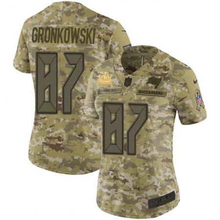 Nike Buccaneers #87 Rob Gronkowski Camo Women's Super Bowl LV Champions Patch Stitched NFL Limited 2018 Salute To Service Jersey