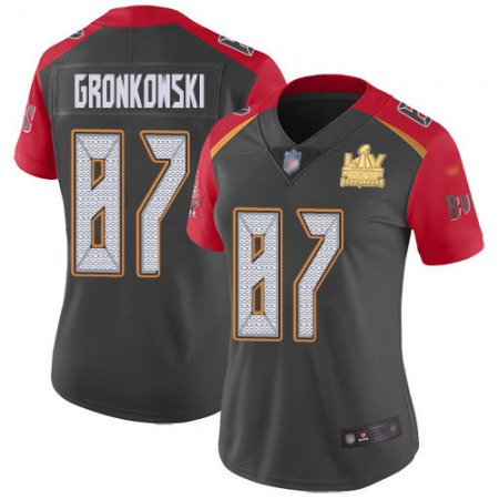 Nike Buccaneers #87 Rob Gronkowski Gray Women's Super Bowl LV Champions Patch Stitched NFL Limited Inverted Legend Jersey