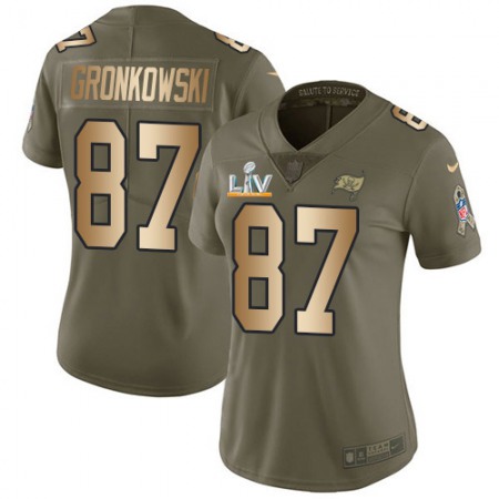 Nike Buccaneers #87 Rob Gronkowski Olive/Gold Women's Super Bowl LV Bound Stitched NFL Limited 2017 Salute To Service Jersey