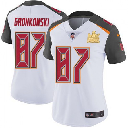 Nike Buccaneers #87 Rob Gronkowski White Women's Super Bowl LV Champions Patch Stitched NFL Vapor Untouchable Limited Jersey