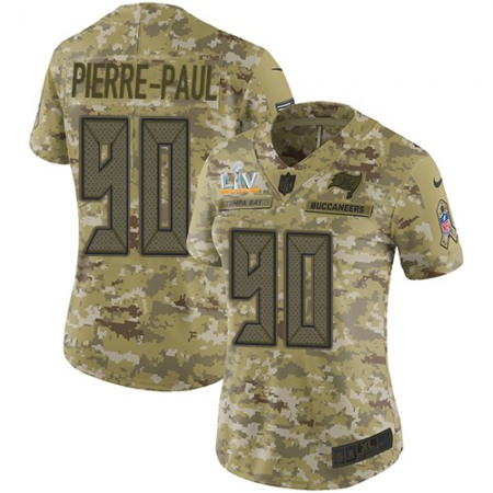 Nike Buccaneers #90 Jason Pierre-Paul Camo Women's Super Bowl LV Bound Stitched NFL Limited 2018 Salute To Service Jersey