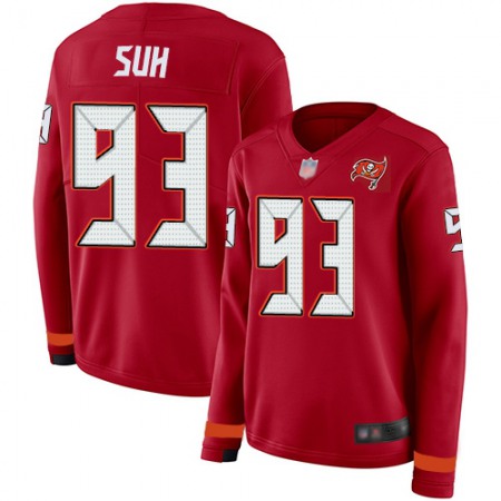 Nike Buccaneers #93 Ndamukong Suh Red Team Color Women's Stitched NFL Limited Therma Long Sleeve Jersey