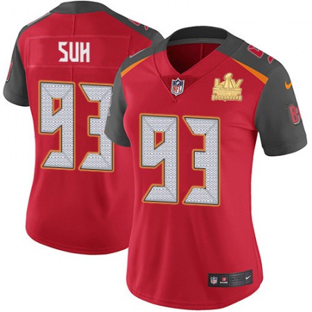 Nike Buccaneers #93 Ndamukong Suh Red Team Color Women's Super Bowl LV Champions Patch Stitched NFL Vapor Untouchable Limited Jersey