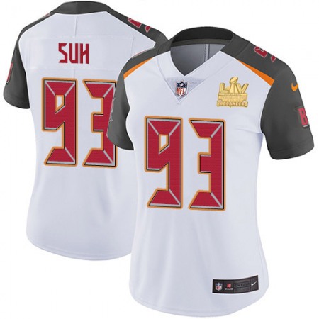 Nike Buccaneers #93 Ndamukong Suh White Women's Super Bowl LV Champions Patch Stitched NFL Vapor Untouchable Limited Jersey