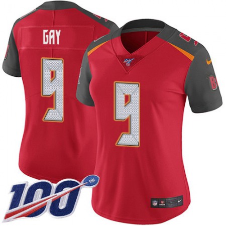Nike Buccaneers #9 Matt Gay Red Team Color Women's Stitched NFL 100th Season Vapor Untouchable Limited Jersey