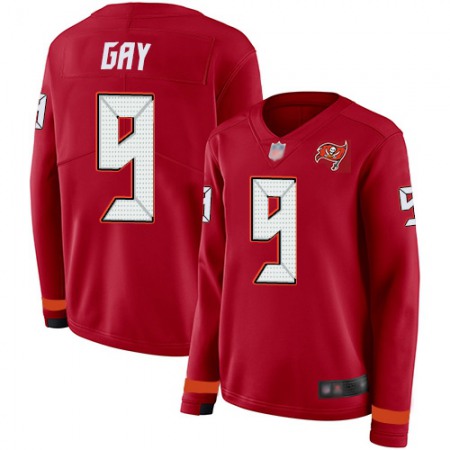 Nike Buccaneers #9 Matt Gay Red Team Color Women's Stitched NFL Limited Therma Long Sleeve Jersey