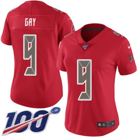 Nike Buccaneers #9 Matt Gay Red Women's Stitched NFL Limited Rush 100th Season Jersey