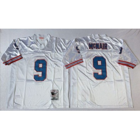 Mitchell And Ness Oilers #9 Steve McNair White Throwback Stitched NFL Jersey