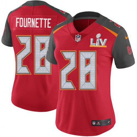 Tampa Bay Buccaneers #28 Leonard Fournette Red Team Color Women's Super Bowl LV Bound Stitched NFL Vapor Untouchable Limited Jersey