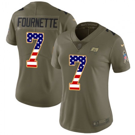 Tampa Bay Buccaneers #7 Leonard Fournette Olive/USA Flag Women's Stitched NFL Limited 2017 Salute To Service Jersey