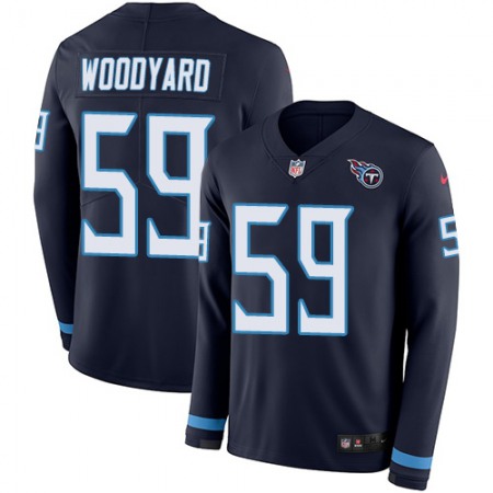 Nike Titans #59 Wesley Woodyard Navy Blue Team Color Men's Stitched NFL Limited Therma Long Sleeve Jersey