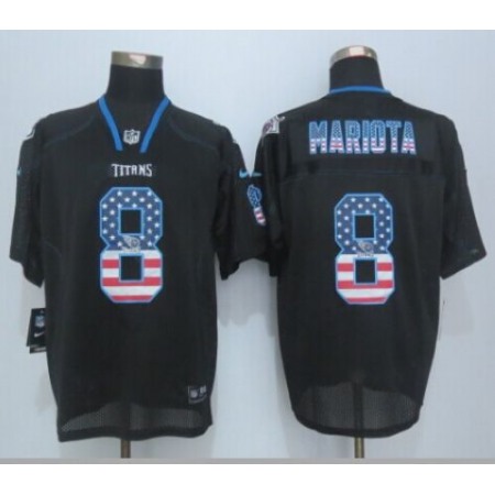 Nike Titans #8 Marcus Mariota Black Men's Stitched NFL Elite USA Flag Fashion Jersey