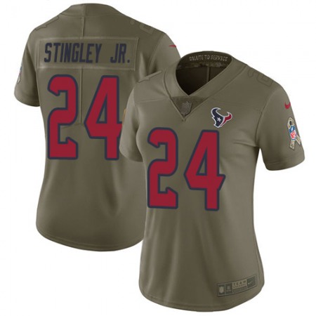 Nike Texans #24 Derek Stingley Jr. Olive Women's Stitched NFL Limited 2017 Salute To Service Jersey