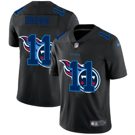 Tennessee Titans #11 A.J. Brown Men's Nike Team Logo Dual Overlap Limited NFL Jersey Black