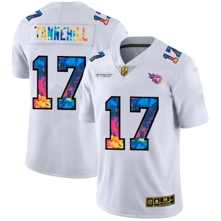 Tennessee Titans #17 Ryan Tannehill Men's White Nike Multi-Color 2020 NFL Crucial Catch Limited NFL Jersey