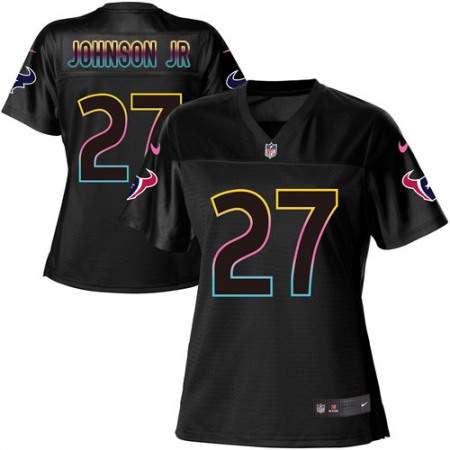 Nike Texans #27 Duke Johnson Jr Black Women's NFL Fashion Game Jersey