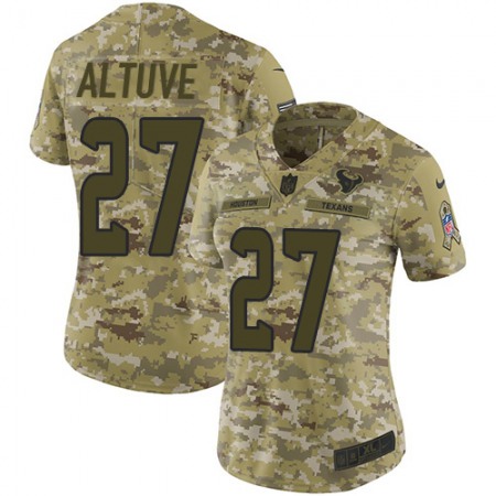 Nike Texans #27 Jose Altuve Camo Women's Stitched NFL Limited 2018 Salute to Service Jersey