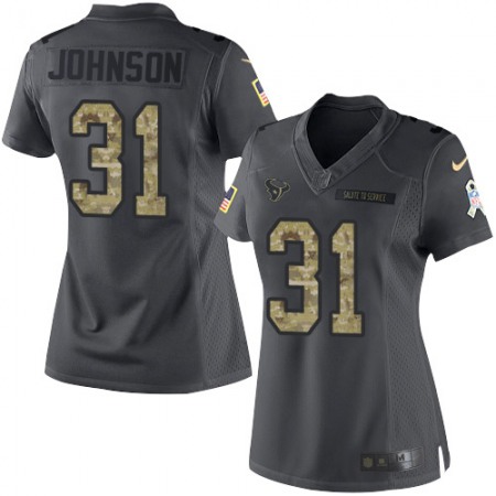 Nike Texans #31 David Johnson Black Women's Stitched NFL Limited 2016 Salute to Service Jersey
