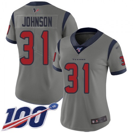 Nike Texans #31 David Johnson Gray Women's Stitched NFL Limited Inverted Legend 100th Season Jersey