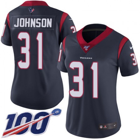 Nike Texans #31 David Johnson Navy Blue Team Color Women's Stitched NFL 100th Season Vapor Untouchable Limited Jersey