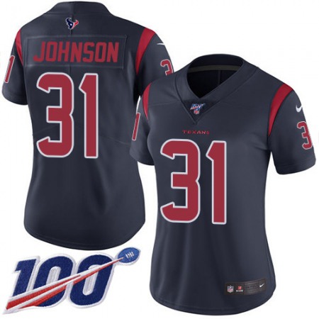 Nike Texans #31 David Johnson Navy Blue Women's Stitched NFL Limited Rush 100th Season Jersey